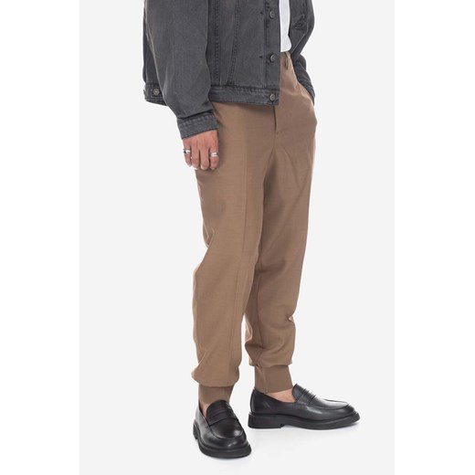 Neil Barett spodnie z domieszką wełny kolor brązowy proste PBPA78S.U008-1390 ze sklepu PRM w kategorii Spodnie męskie - zdjęcie 161411116
