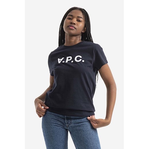 A.P.C. t-shirt bawełniany VPC Colour kolor granatowy COBQX.F26944-DARKNAVY ze sklepu PRM w kategorii Bluzki damskie - zdjęcie 161411529