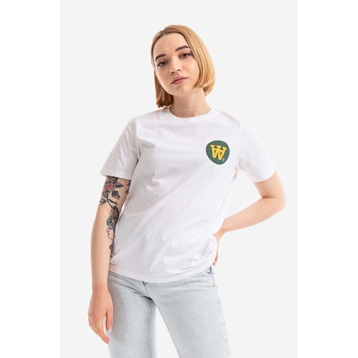 Wood Wood t-shirt bawełniany kolor biały 10282501.2222-WHITE ze sklepu PRM w kategorii Bluzki damskie - zdjęcie 161411689