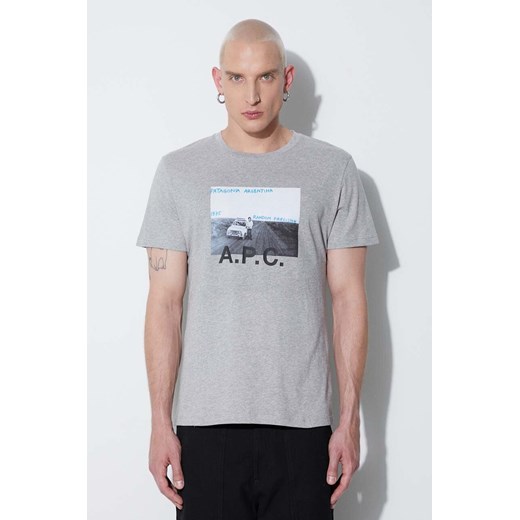 A.P.C. t-shirt bawełniany kolor szary z nadrukiem COEMV.H26058-GREY ze sklepu PRM w kategorii T-shirty męskie - zdjęcie 161411767