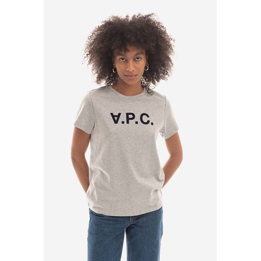 A.P.C. t-shirt bawełniany kolor szary COEZB.F26944-GREY ze sklepu PRM w kategorii Bluzki damskie - zdjęcie 161412777
