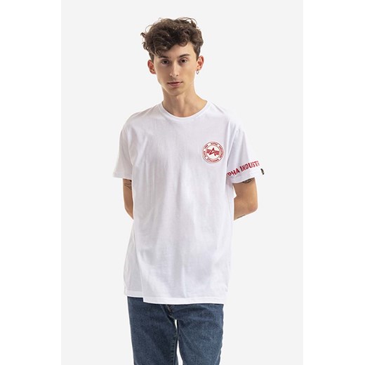 Alpha Industries t-shirt bawełniany kolor biały z nadrukiem 128534.09-BIALY ze sklepu PRM w kategorii T-shirty męskie - zdjęcie 161412786