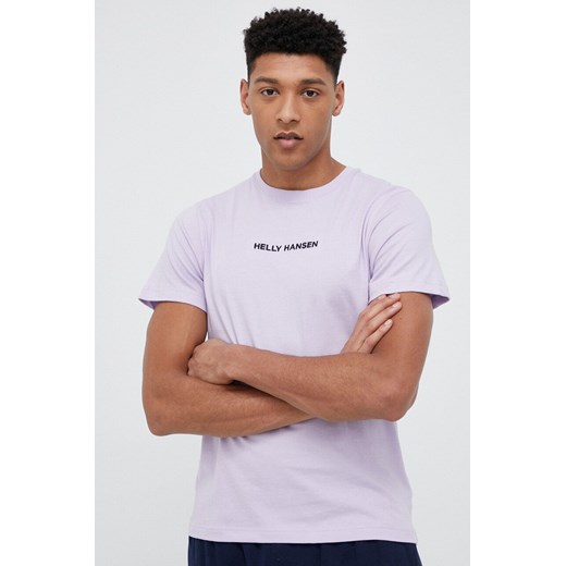 Helly Hansen t-shirt bawełniany kolor fioletowy wzorzysty 53936-697 ze sklepu PRM w kategorii T-shirty męskie - zdjęcie 161414217
