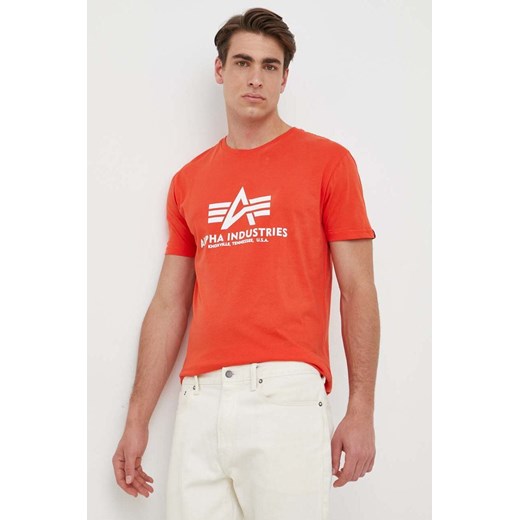Alpha Industries t-shirt bawełniany kolor czerwony z nadrukiem 100501.577-AtomicRed ze sklepu PRM w kategorii T-shirty męskie - zdjęcie 161414218