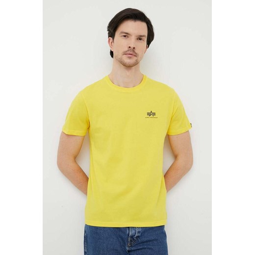Alpha Industries t-shirt bawełniany kolor żółty z nadrukiem Alpha Industries M PRM