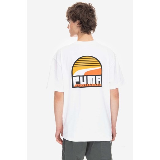 Puma t-shirt bawełniany kolor biały z nadrukiem 539158.52-BIALY ze sklepu PRM w kategorii T-shirty męskie - zdjęcie 161414925