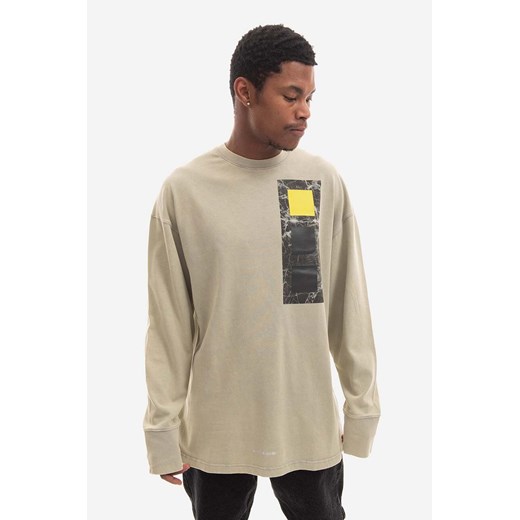 A-COLD-WALL* longsleeve bawełniany Relaxed Cubist LS T-shirt kolor szary z nadrukiem ACWMTS098-MOSSGREEN ze sklepu PRM w kategorii T-shirty męskie - zdjęcie 161415698