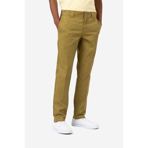 Dickies spodnie 872 Work Pant Rec męskie kolor zielony dopasowane DK0A4XK8KHK-KHAKI ze sklepu PRM w kategorii Spodnie męskie - zdjęcie 161416958