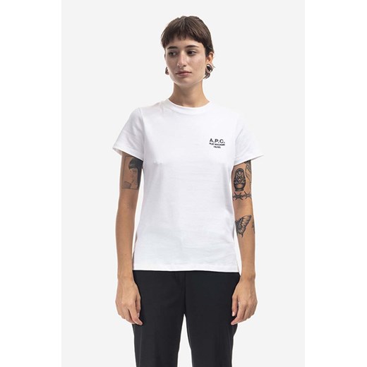 A.P.C. t-shirt bawełniany Denise kolor biały COEZC.F26842-DARKNAVY ze sklepu PRM w kategorii Bluzki damskie - zdjęcie 161417195