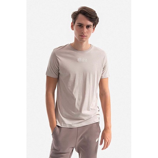 Alpha Industries t-shirt bawełniany męski kolor beżowy z nadrukiem 118529.627-KREMOWY ze sklepu PRM w kategorii T-shirty męskie - zdjęcie 161417235