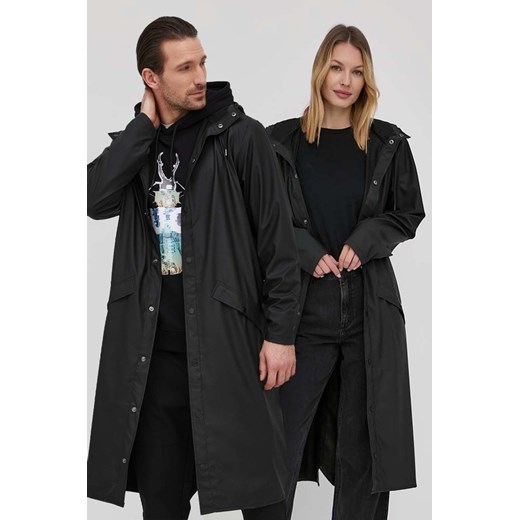 Rains kurtka 18360 Longer Jacket kolor czarny przejściowa 18360.01-Black ze sklepu PRM w kategorii Kurtki damskie - zdjęcie 161417467