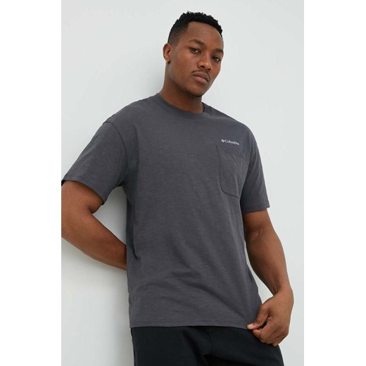 Columbia t-shirt bawełniany kolor szary gładki 2037491-278 ze sklepu PRM w kategorii T-shirty męskie - zdjęcie 161417718