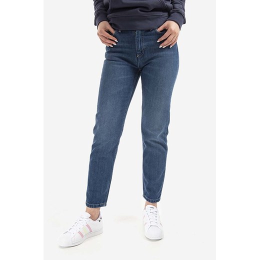Carhartt WIP jeansy Page Carrot Ankle Pant damskie kolor granatowy high waist I027402.-BLUEDENIML ze sklepu PRM w kategorii Jeansy damskie - zdjęcie 161417799