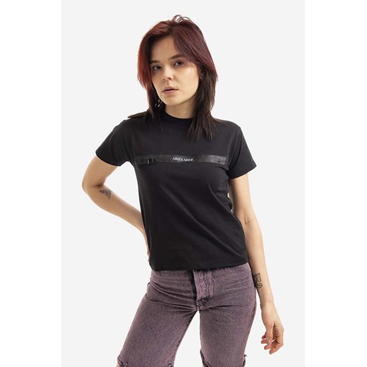 Aries t-shirt bawełniany Shrunken Zip Tee kolor czarny AR40330-CZARNY ze sklepu PRM w kategorii Bluzki damskie - zdjęcie 161417847