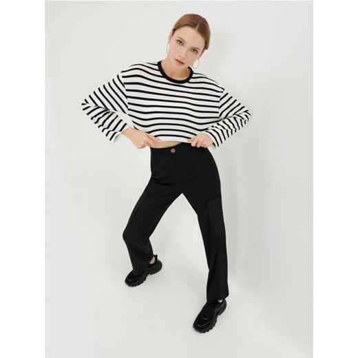 Sinsay - Crop top w paski - czarny Sinsay XS wyprzedaż Sinsay