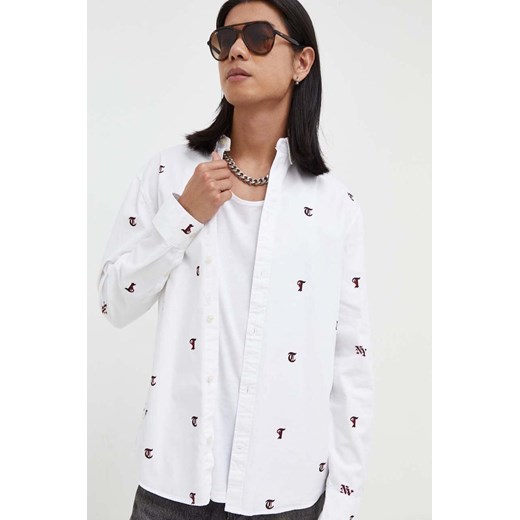Tommy Jeans koszula bawełniana męska kolor biały regular z kołnierzykiem Tommy Jeans XXL ANSWEAR.com