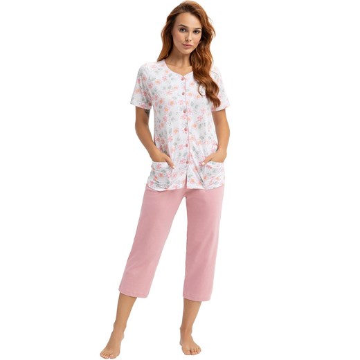 Luna bawełniana piżama damska różowo biała 476, Kolor różowo-biały, Rozmiar XL, Luna ze sklepu Intymna w kategorii Piżamy damskie - zdjęcie 161440617