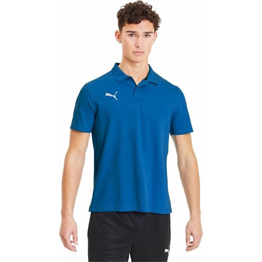 T-shirt męski niebieski Puma z krótkimi rękawami bawełniany 