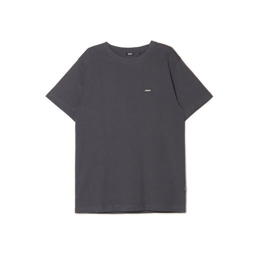 Cropp - Ciemnoszary t-shirt z aplikacją Cropp - Szary Cropp XS Cropp