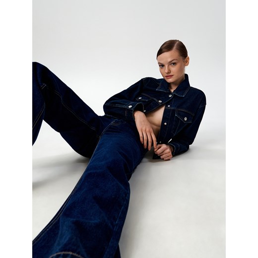 Sinsay - Jeansy wide leg high waist - niebieski Sinsay 38 okazja Sinsay