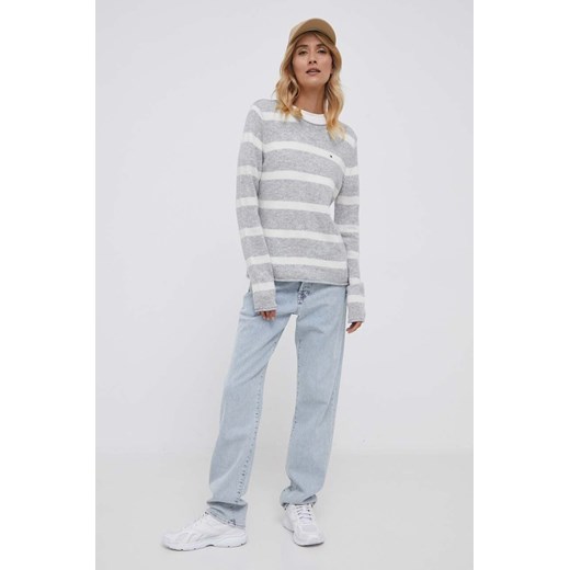 Tommy Hilfiger sweter wełniany damski kolor szary lekki Tommy Hilfiger XL ANSWEAR.com