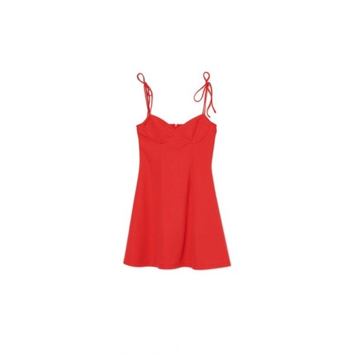 Cropp - Czerwona sukienka mini z wiązanymi ramiączkami - czerwony Cropp L okazja Cropp