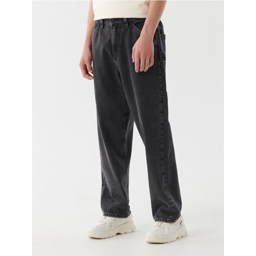 Cropp - Czarne jeansy wide leg - czarny Cropp 30/32 okazyjna cena Cropp