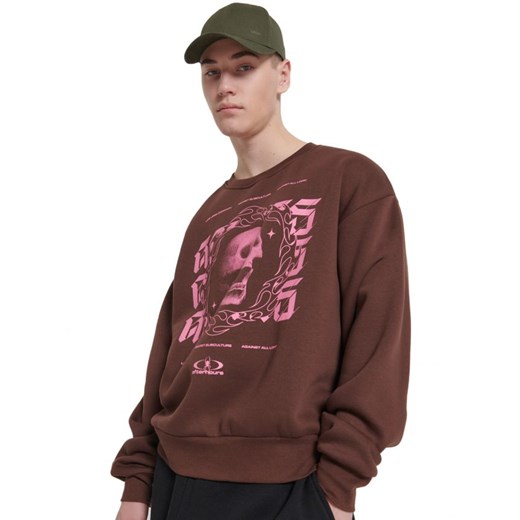 Cropp - Brązowa bluza z nadrukiem - brązowy Cropp XS okazja Cropp