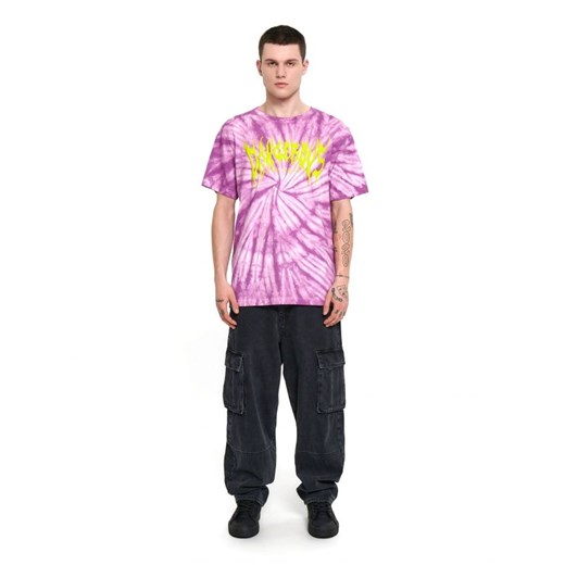 Cropp - Fioletowa koszulka z efektem tie-dye i nadrukiem - fioletowy Cropp S okazyjna cena Cropp