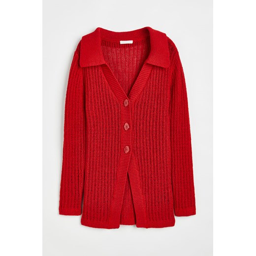 H & M - Kardigan w prążki z kołnierzykiem - Czerwony H & M M H&M