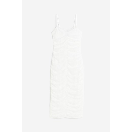 H & M - Koronkowa sukienka z marszczeniem - Biały H & M S H&M
