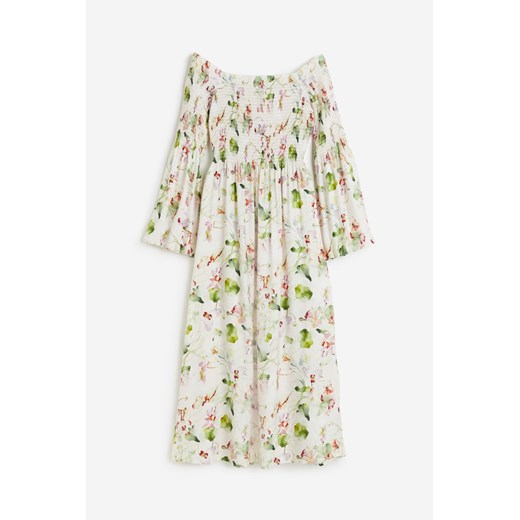 H & M - Sukienka z elastycznym marszczeniem - Biały H & M M H&M