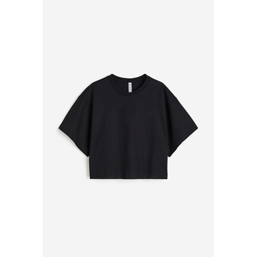 H & M - Pudełkowy T-shirt z haftem - Czarny H & M M H&M