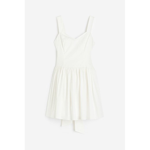 H & M - Baumwollkleid mit Bindedetail - Weiß - Damen H & M 32 H&M