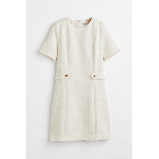 H & M - Sukienka z przędzy bouclé z domieszką wełny - Biały H & M 44 H&M