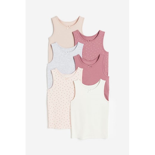 H & M - Koszulka z pikotkami 6-pak - Różowy H & M 92 (1½-2Y) H&M