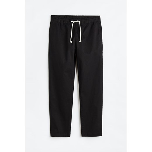 H & M - Bawełniane spodnie bez zapięcia Regular Fit - Czarny H & M L H&M
