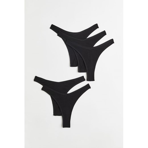 H & M - Prażkowane figi thong 5-pak - Czarny H & M Dostępne inne rozmiary H&M