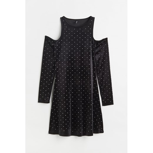 H & M - Cold-Shoulder-Kleid mit Strass - Schwarz - Damen H & M S H&M