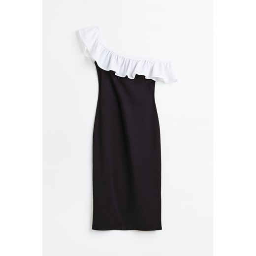 Sukienka czarna H & M bez rękawów midi na wesele z odkrytymi ramionami