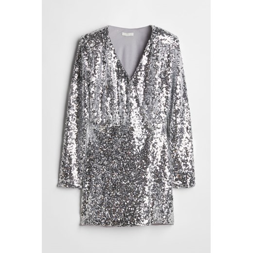 H & M - Paillettenkleid im Wickelschnitt - Beige - Damen H & M M H&M