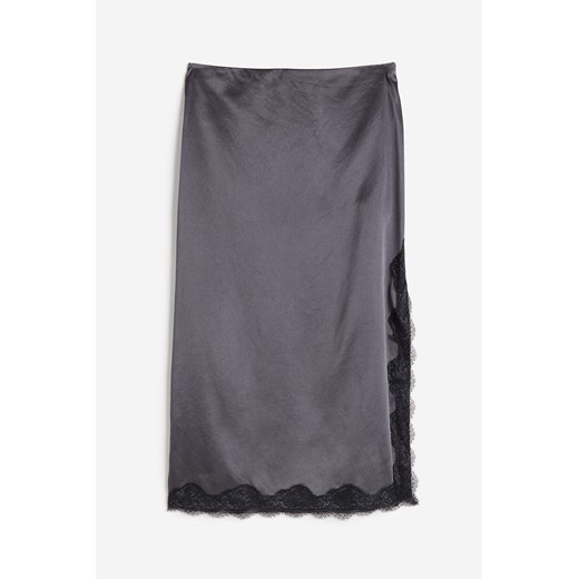 H & M - Satynowa spódnica z koronka - Szary H & M Dostępne inne rozmiary H&M