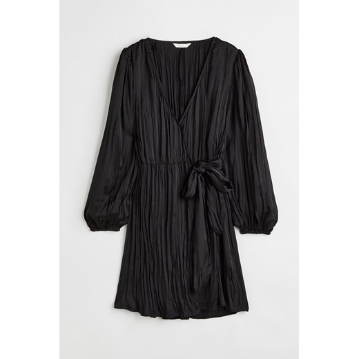 H & M - Wickelkleid mit Ballonärmeln - Schwarz - Damen H & M XS H&M
