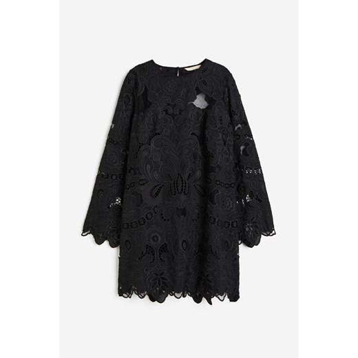 H & M - Sukienka z haftem angielskim - Czarny H & M M H&M