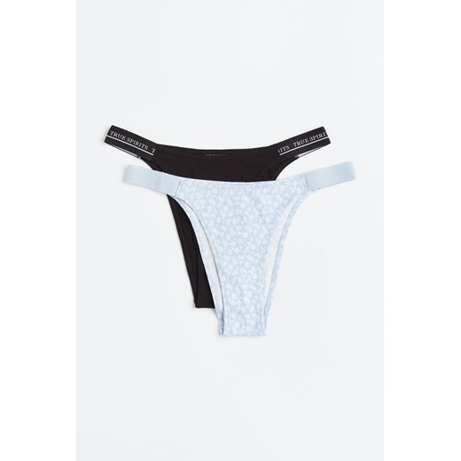 H & M - Bawełniane figi tanga 2-pak - Niebieski H & M L H&M
