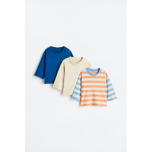 H & M - Dżersejowy top z długim rekawem 3-pak - Beżowy H & M 92 (1½-2Y) H&M