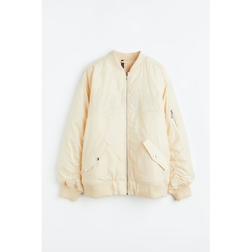 H & M - Kurtka bomberka z haftami - Beżowy H & M M H&M