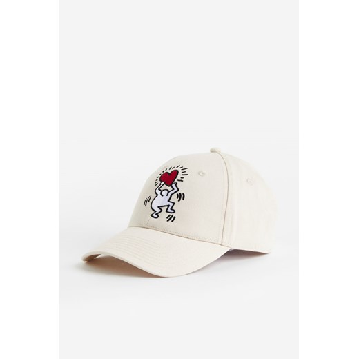 H & M - Czapka z daszkiem i haftem - Beżowy H & M ONESIZE H&M