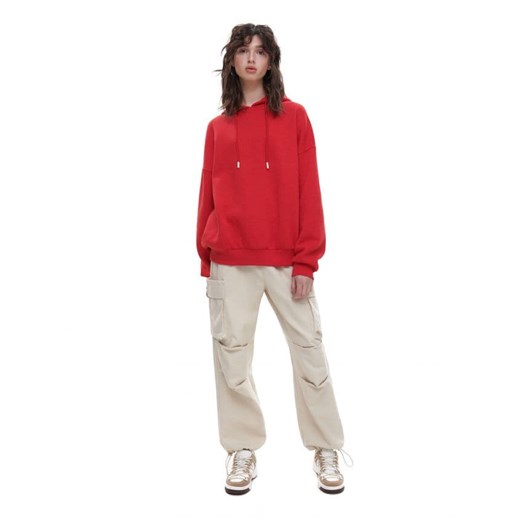 Cropp - Czerwona bluza z kapturem i haftem - czerwony Cropp M promocja Cropp