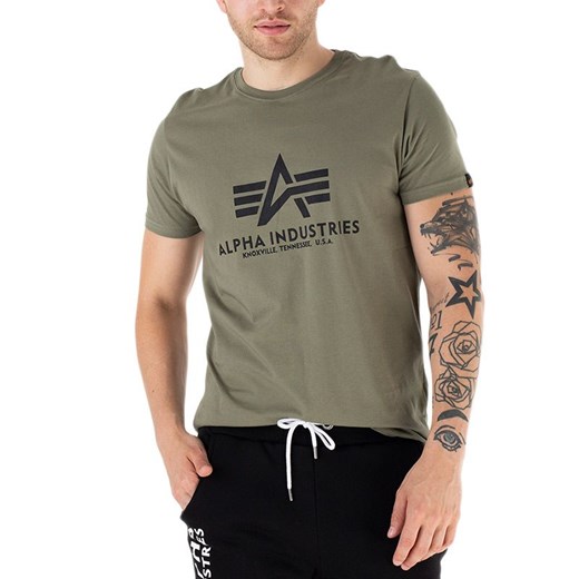 Koszulka Alpha Industries Basic T-Shirt 10050111 - zielona ze sklepu streetstyle24.pl w kategorii T-shirty męskie - zdjęcie 161519028
